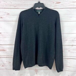 Zanone Italy Fine Knit Charcoal Grey Virgin Wool Split Crew Neck Jumper Sweater